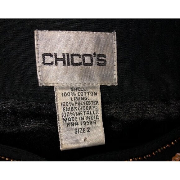 Chicos Embroidered Jacket Size 2 US L 12 Black Embroidered Metallic Sequin Beads - Picture 4 of 11